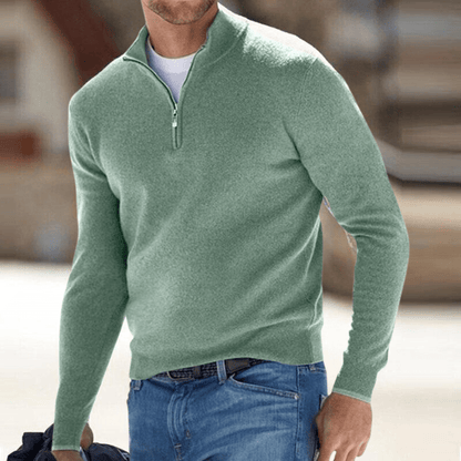 Lennox | Jersey de Punto Fino con Media Cremallera - StilfulltMen's sweatersVerdeSLennox | Jersey de Punto Fino con Media Cremallera