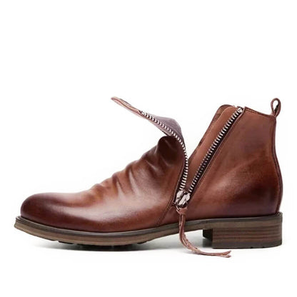 Leonard men's ruched leather ankle boots