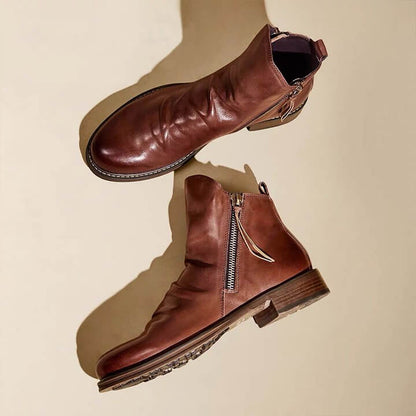 Leonard men's ruched leather ankle boots
