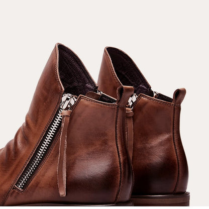Leonard men's ruched leather ankle boots