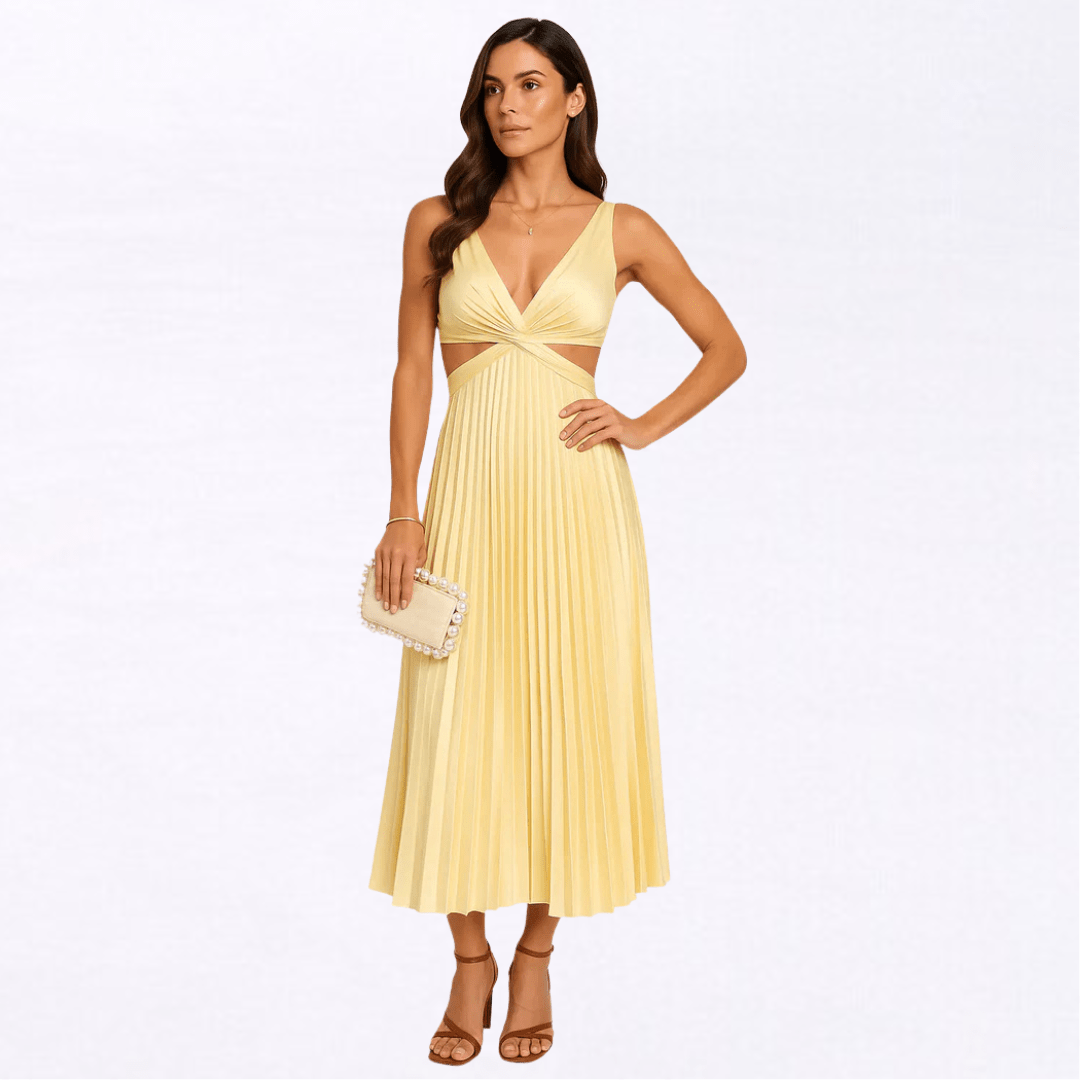 Lisana | Maxi plisserad klänning — flytande och feminin elegans - StilfulltdressLilaSLisana | Maxi plisserad klänning — flytande och feminin elegans