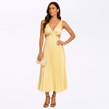 Lisana | Maxi plisserad klänning — flytande och feminin elegans - StilfulltdressLilaSLisana | Maxi plisserad klänning — flytande och feminin elegans