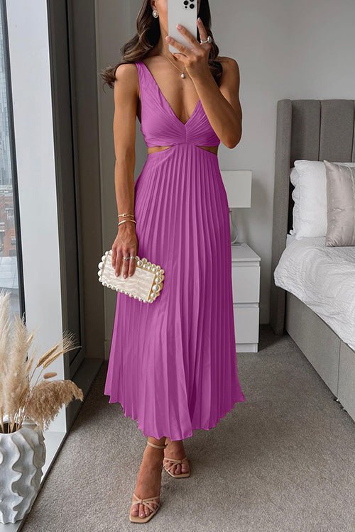 Lisana | Maxi plisserad klänning — flytande och feminin elegans - StilfulltdressLilaSLisana | Maxi plisserad klänning — flytande och feminin elegans