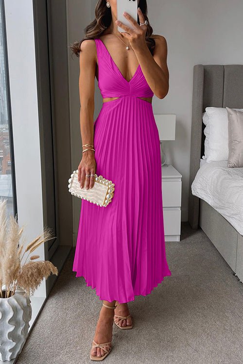 Lisana | Maxi plisserad klänning — flytande och feminin elegans - StilfulltdressRosaSLisana | Maxi plisserad klänning — flytande och feminin elegans