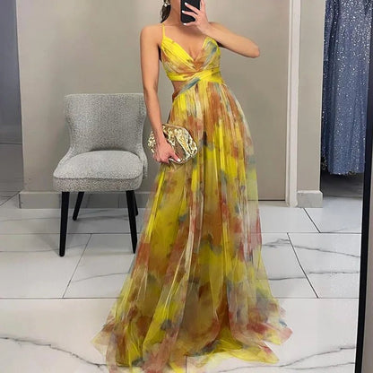Lisora | Maxiklänning i chiffong med blomstertryck – lätt elegans och sommarstil - StilfulltdressDWOD4-YL593021GulSLisora | Maxiklänning i chiffong med blomstertryck – lätt elegans och sommarstil