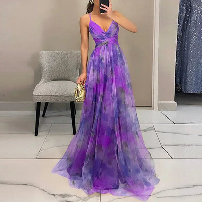 Lisora | Maxiklänning i chiffong med blomstertryck – lätt elegans och sommarstil - StilfulltdressDWOD4-YL593017ViolettSLisora | Maxiklänning i chiffong med blomstertryck – lätt elegans och sommarstil