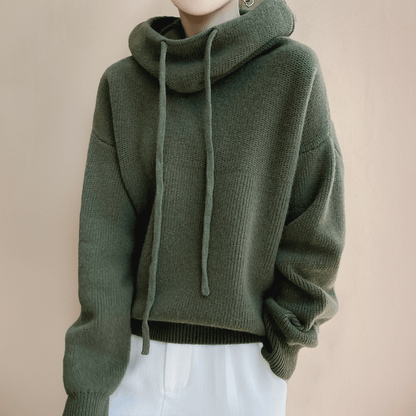 Liva | Blød Oversized Hættetrøje i Strik - StilfulltWomen's sweatersKhakiOne sizeLiva | Blød Oversized Hættetrøje i Strik