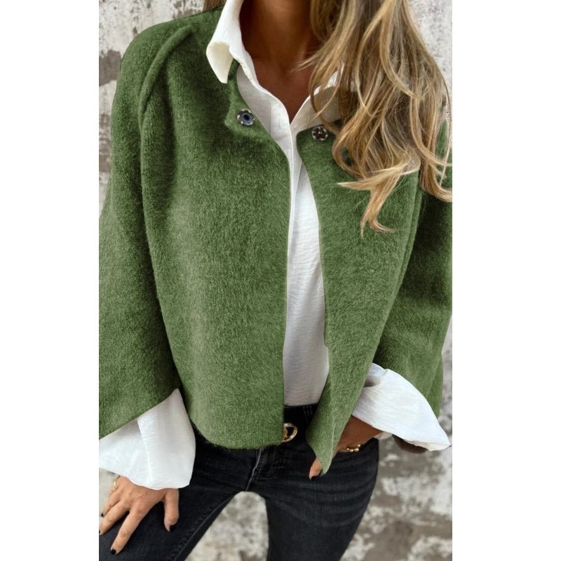 Liva | Kort Blød Bouclé Jakke med Vide Ærmer - StilfulltWomen's jacketsSKU_1790229088204_953GrønSLiva | Kort Blød Bouclé Jakke med Vide Ærmer