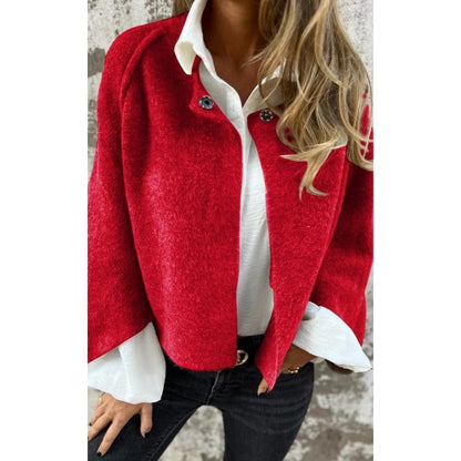 Liva | Kort Blød Bouclé Jakke med Vide Ærmer - StilfulltWomen's jacketsSKU_1790229088204_876RødSLiva | Kort Blød Bouclé Jakke med Vide Ærmer