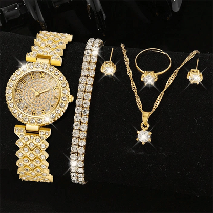 Lorna crystal watch and jewellery set in gold