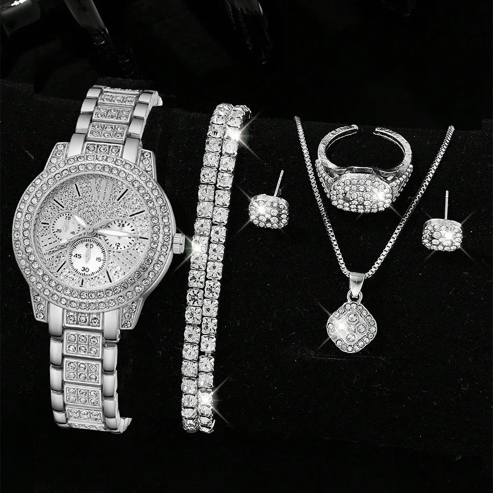 Lorna crystal watch and jewellery set in silver