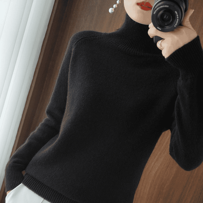 Lucía | Jersey de Mujer de Cuello Alto y Punto Fino - StilfulltWomen's sweatersNegroSLucía | Jersey de Mujer de Cuello Alto y Punto Fino