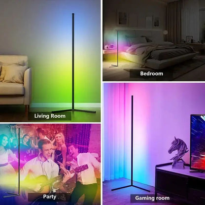 Lumeno | Lámpara de Pie LED de Esquina RGB Regulable - StilfulltFloor lampSMARTRGBHO-ZWART-7QE4BlackNegroLumeno | Lámpara de Pie LED de Esquina RGB Regulable
