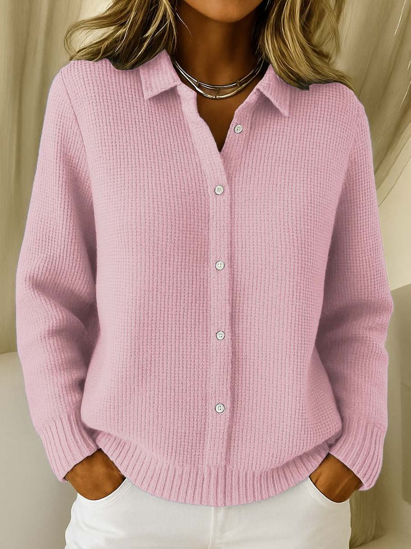 Maelys | Camisa de Punto Acanalada Abotonada - StilfulltWomen's sweatersRosaSMaelys | Camisa de Punto Acanalada Abotonada