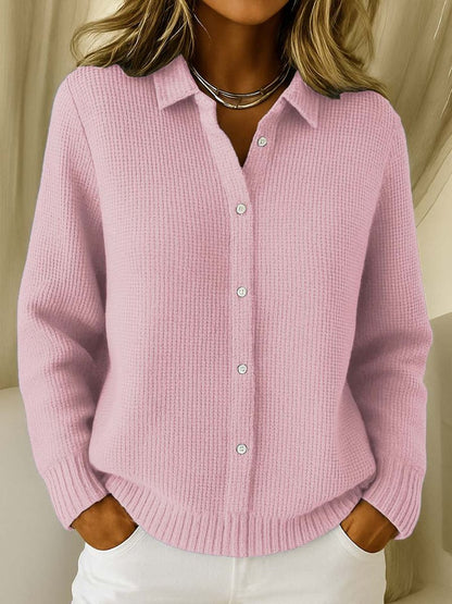 Maelys | Camisa de Punto Acanalada Abotonada - StilfulltWomen's sweatersRosaSMaelys | Camisa de Punto Acanalada Abotonada