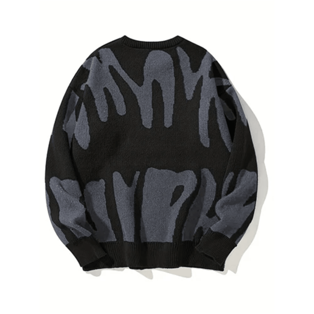 Malthe | Oversized Grafisk Striktrøje - StilfulltMen's sweatersSølvSMalthe | Oversized Grafisk Striktrøje