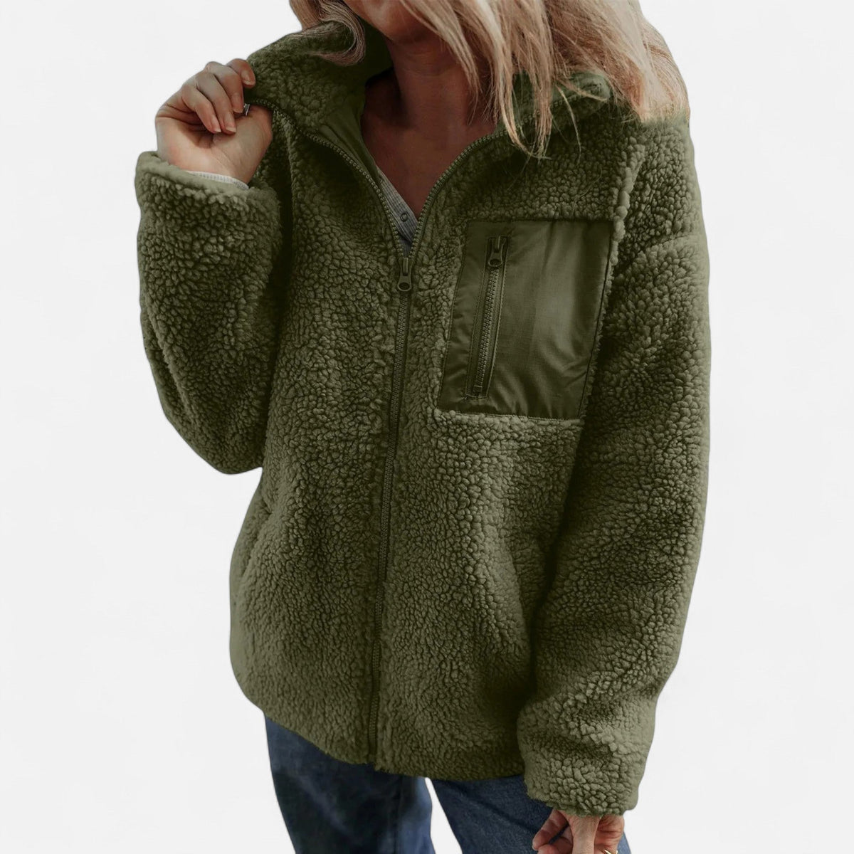 Maren | Chaqueta Teddy Mullida con Capucha - StilfulltWomen's jacketsVerdeSMaren | Chaqueta Teddy Mullida con Capucha