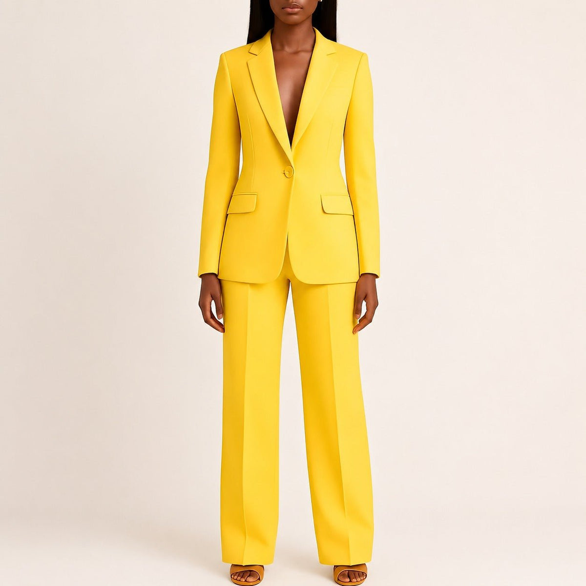 Maren | Conjunto de Traje de Mujer con Blazer y Pantalón Recto - StilfulltWomen's suitsVIVA416427MODAAmarilloSMaren | Conjunto de Traje de Mujer con Blazer y Pantalón Recto