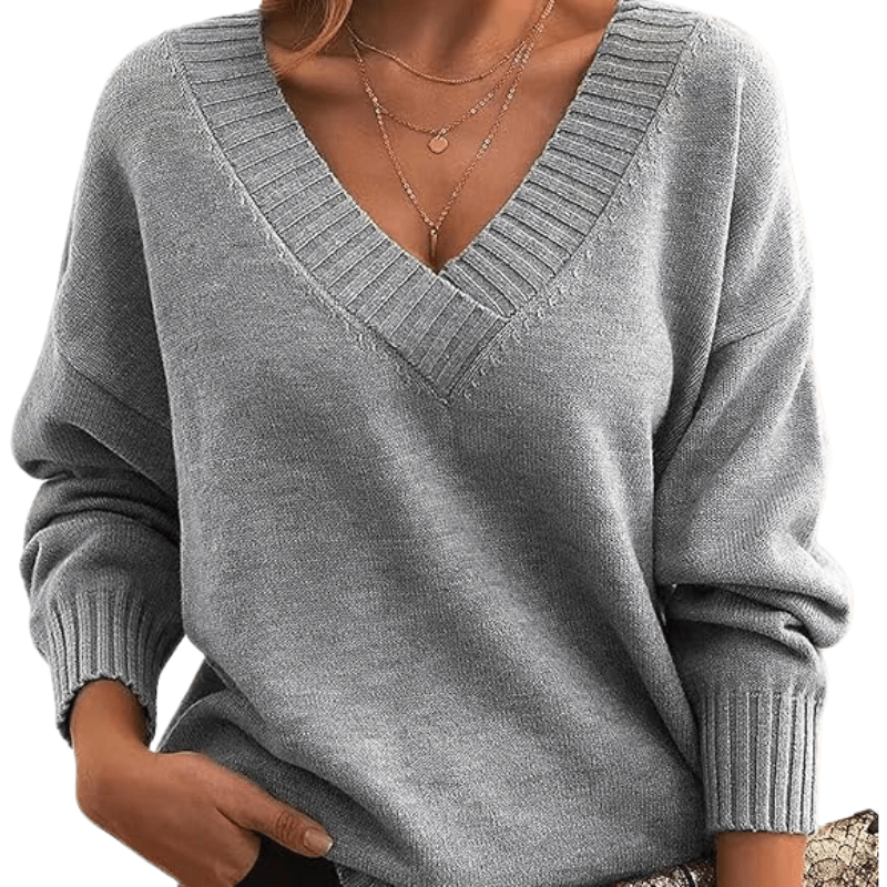 Maren | Jersey Oversize con Cuello de Pico - StilfulltWomen's sweatersAUB-SWT-00022-LIGHTGRAY-XSGris claroXSMaren | Jersey Oversize con Cuello de Pico