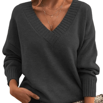 Maren | Jersey Oversize con Cuello de Pico - StilfulltWomen's sweatersAUB-SWT-00022-GRAY-XSGrisXSMaren | Jersey Oversize con Cuello de Pico