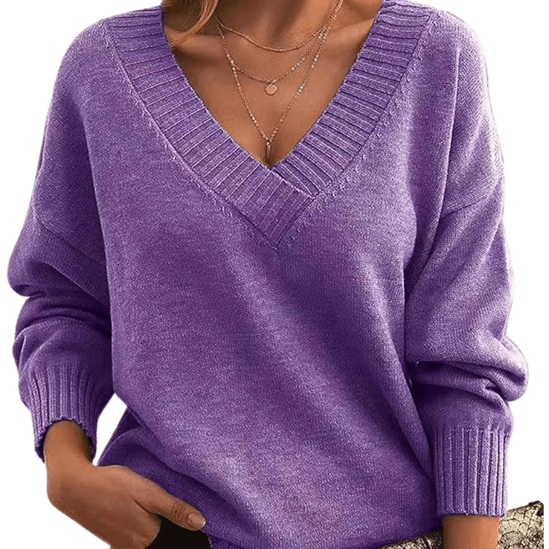 Maren | Jersey Oversize con Cuello de Pico - StilfulltWomen's sweatersAUB-SWT-00022-PURPLE-XSMoradoXSMaren | Jersey Oversize con Cuello de Pico