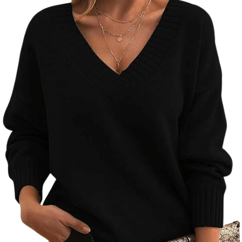 Maren | Jersey Oversize con Cuello de Pico - StilfulltWomen's sweatersAUB-SWT-00022-BLACK-XSNegroXSMaren | Jersey Oversize con Cuello de Pico