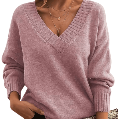 Maren | Jersey Oversize con Cuello de Pico - StilfulltWomen's sweatersAUB-SWT-00022-PINK-XSRosaXSMaren | Jersey Oversize con Cuello de Pico