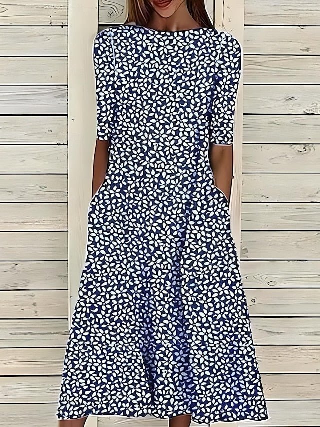 Maren | Vestido Midi Floral de Verano - StilfulltdressAzul oscuroSMaren | Vestido Midi Floral de Verano