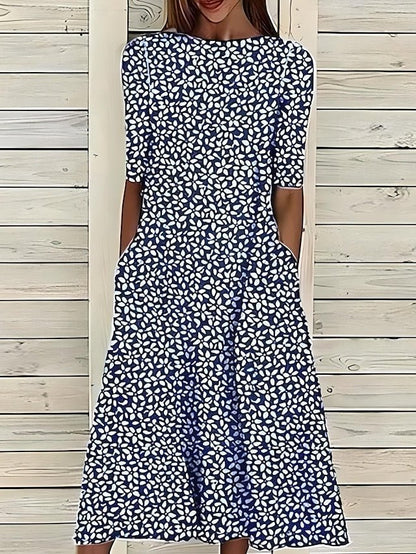 Maren | Vestido Midi Floral de Verano - StilfulltdressAzul oscuroSMaren | Vestido Midi Floral de Verano