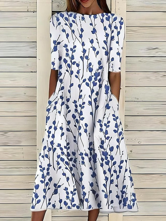 Maren | Vestido Midi Floral de Verano - StilfulltdressAzulSMaren | Vestido Midi Floral de Verano