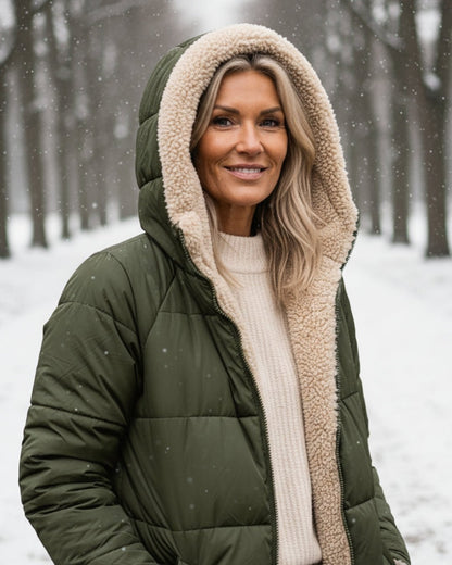 Margaux | Abrigo Acolchado Largo con Borreguito - StilfulltWomen's jacketsNegroXSMargaux | Abrigo Acolchado Largo con Borreguito