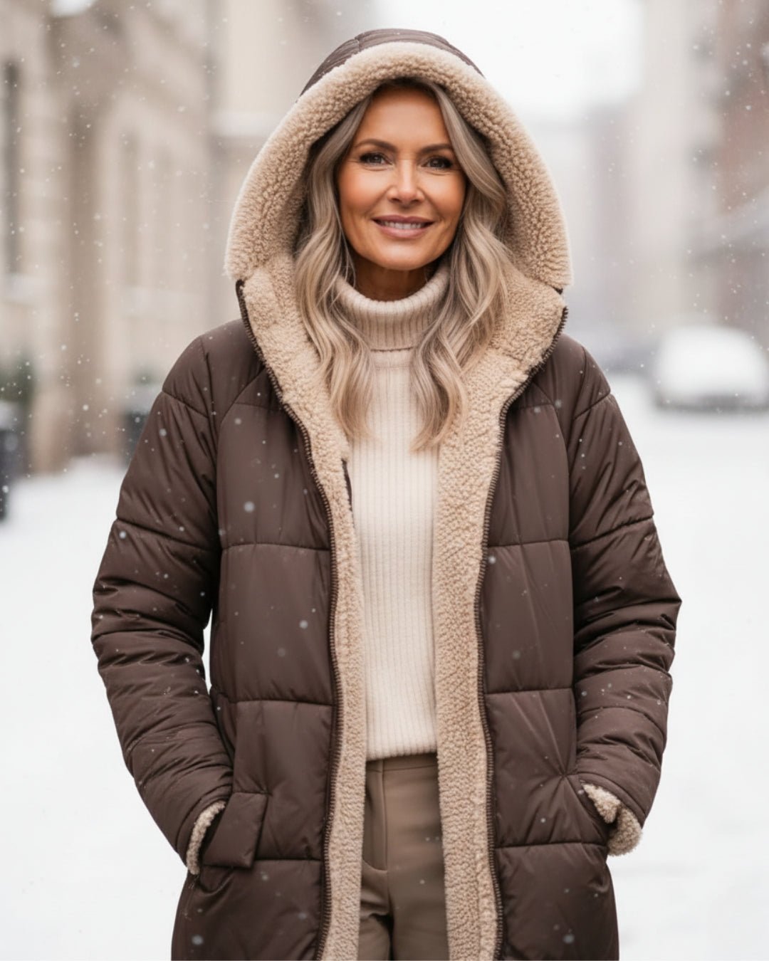 Margaux | Abrigo Acolchado Largo con Borreguito - StilfulltWomen's jacketsNegroXSMargaux | Abrigo Acolchado Largo con Borreguito