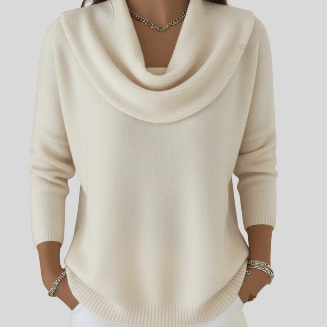 Marisol | Jersey de Cuello Drapeado Holgado - StilfulltWomen's sweatersSKU_1784120943431_306BeigeXSMarisol | Jersey de Cuello Drapeado Holgado