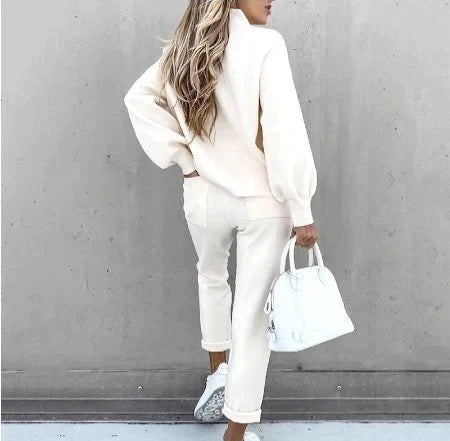 Marjorie soft knit roll neck jumper and trousers set