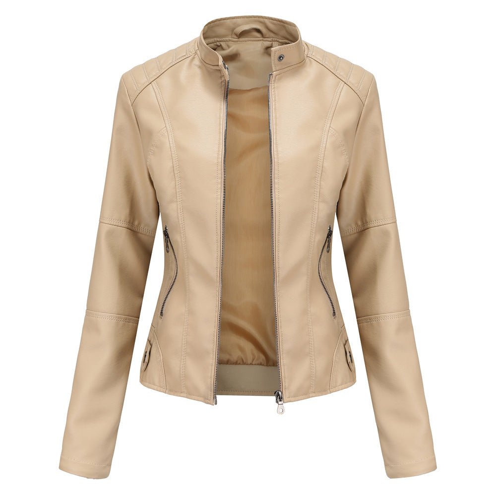 Marlowe | Chaqueta Biker Entallada con Cuello Mao - StilfulltWomen's jacketsstel9608laraAlbaricoqueSMarlowe | Chaqueta Biker Entallada con Cuello Mao