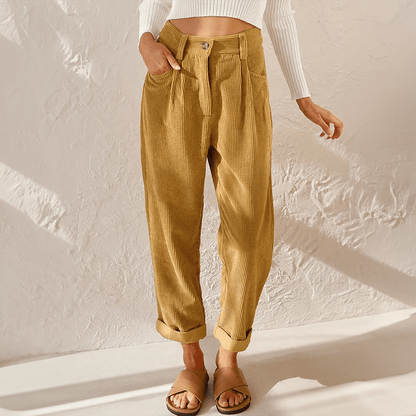 Marlowe | Pantalón de Pana con Cintura Elástica - StilfulltWomen's pantsHD883025AmarilloSMarlowe | Pantalón de Pana con Cintura Elástica