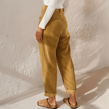 Marlowe | Pantalón de Pana con Cintura Elástica - StilfulltWomen's pantsHD883007VerdeSMarlowe | Pantalón de Pana con Cintura Elástica