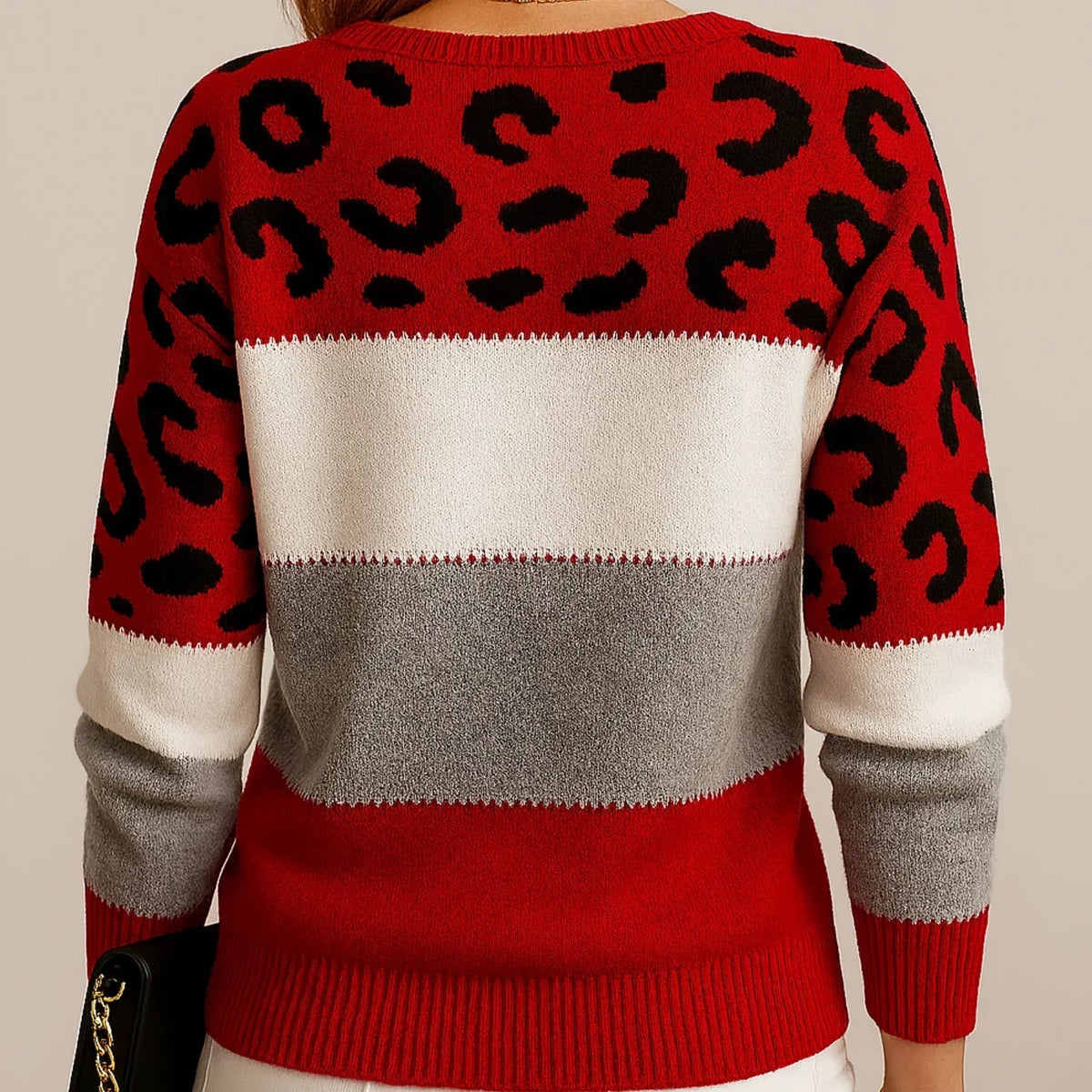 Mette | Blød Colorblock Strikbluse med Leopardmønster - StilfulltWomen's sweatersBrunligS/M/L/XL/2XL/3XLMette | Blød Colorblock Strikbluse med Leopardmønster