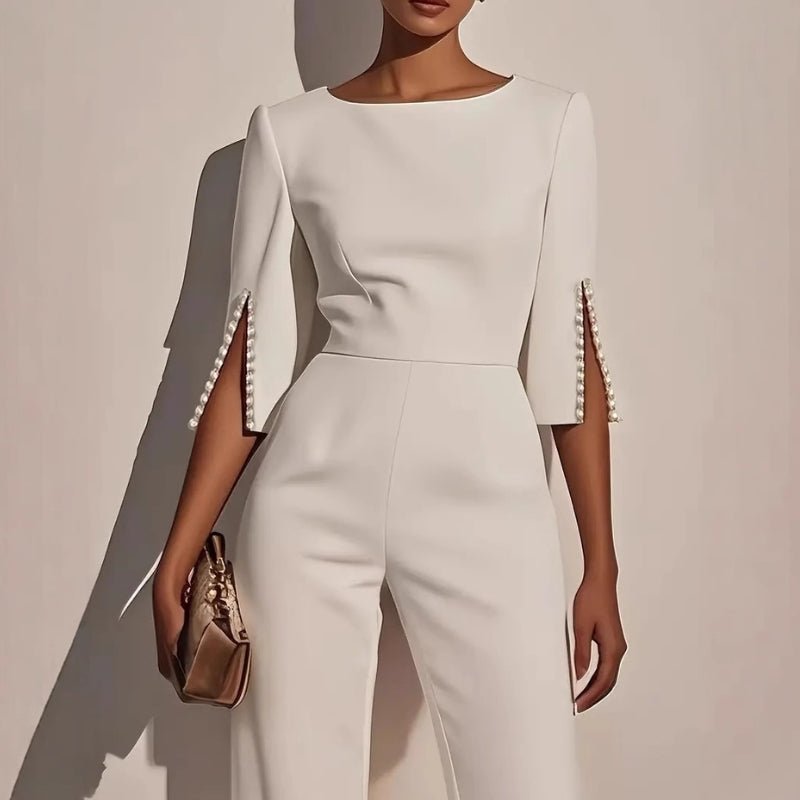 Monroe | Mono de Pierna Ancha con Perlas - StilfulltWomen's jumpsuitsBlancoSMonroe | Mono de Pierna Ancha con Perlas