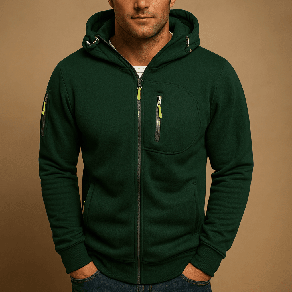Nico | Sudadera de Hombre con Capucha y Cremallera - StilfulltMen's hoodiesD5-YY100031VerdeSNico | Sudadera de Hombre con Capucha y Cremallera