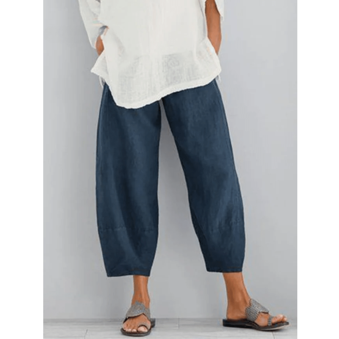 Nolan | Pantalón de Lino Holgado Tobillero - StilfulltWomen's pantsAzulSNolan | Pantalón de Lino Holgado Tobillero