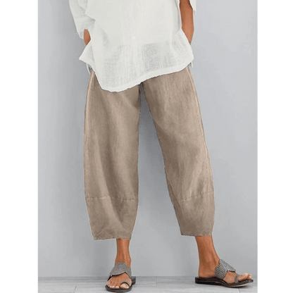 Nolan | Pantalón de Lino Holgado Tobillero - StilfulltWomen's pantsCaquiSNolan | Pantalón de Lino Holgado Tobillero