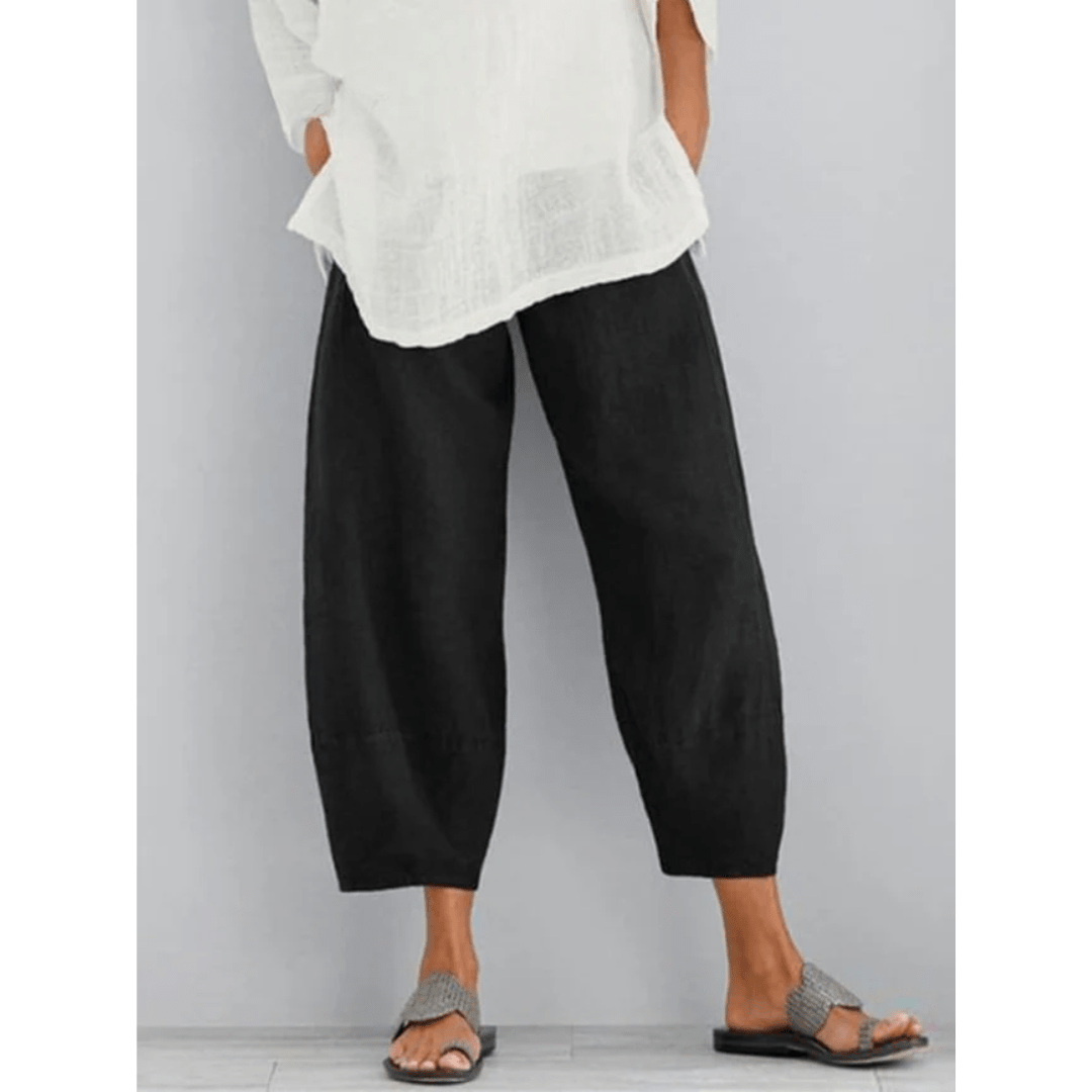 Nolan | Pantalón de Lino Holgado Tobillero - StilfulltWomen's pantsNegroSNolan | Pantalón de Lino Holgado Tobillero