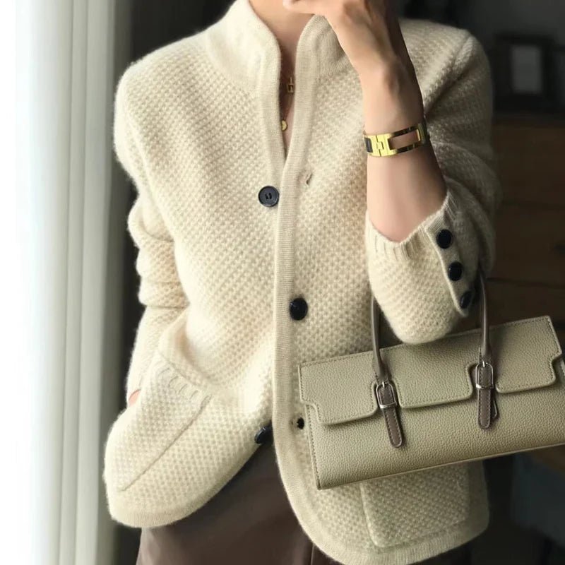 Odile | Chaqueta de Punto Grueso con Cuello Mao - StilfulltWomen's vestsVER25BEISVER7398BeigeSOdile | Chaqueta de Punto Grueso con Cuello Mao