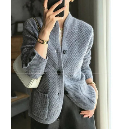 Odile | Chaqueta de Punto Grueso con Cuello Mao - StilfulltWomen's vestsVER25GRESVER7393GrisSOdile | Chaqueta de Punto Grueso con Cuello Mao