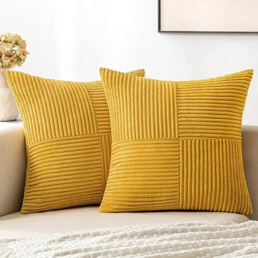 Olivine | Set de 2 Fundas de Cojín de Pana Suave - StilfulltHome decorRIBFLUWELE-GEEL4-X4H2Amarillo45 x 45 cmOlivine | Set de 2 Fundas de Cojín de Pana Suave