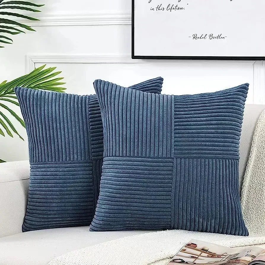 Olivine | Set de 2 Fundas de Cojín de Pana Suave - StilfulltHome decorRIBFLUWELE-BLAUW-QEJHAzul45 x 45 cmOlivine | Set de 2 Fundas de Cojín de Pana Suave