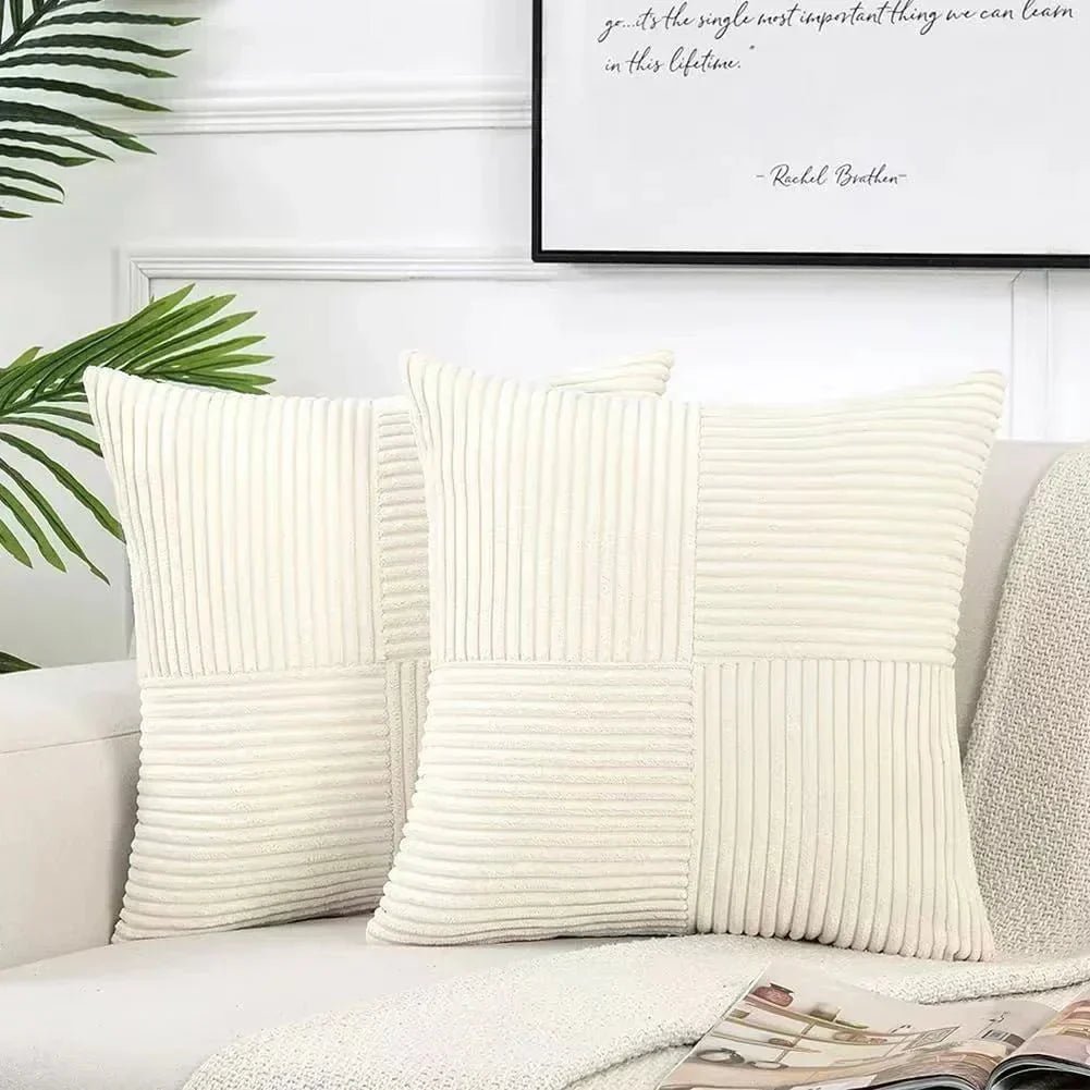Olivine | Set de 2 Fundas de Cojín de Pana Suave - StilfulltHome decorRIBFLUWELE-WIT45-M83NBlanco45 x 45 cmOlivine | Set de 2 Fundas de Cojín de Pana Suave
