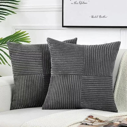 Olivine | Set de 2 Fundas de Cojín de Pana Suave - StilfulltHome decorRIBFLUWELE-DONKE-B7IZGris oscuro45 x 45 cmOlivine | Set de 2 Fundas de Cojín de Pana Suave