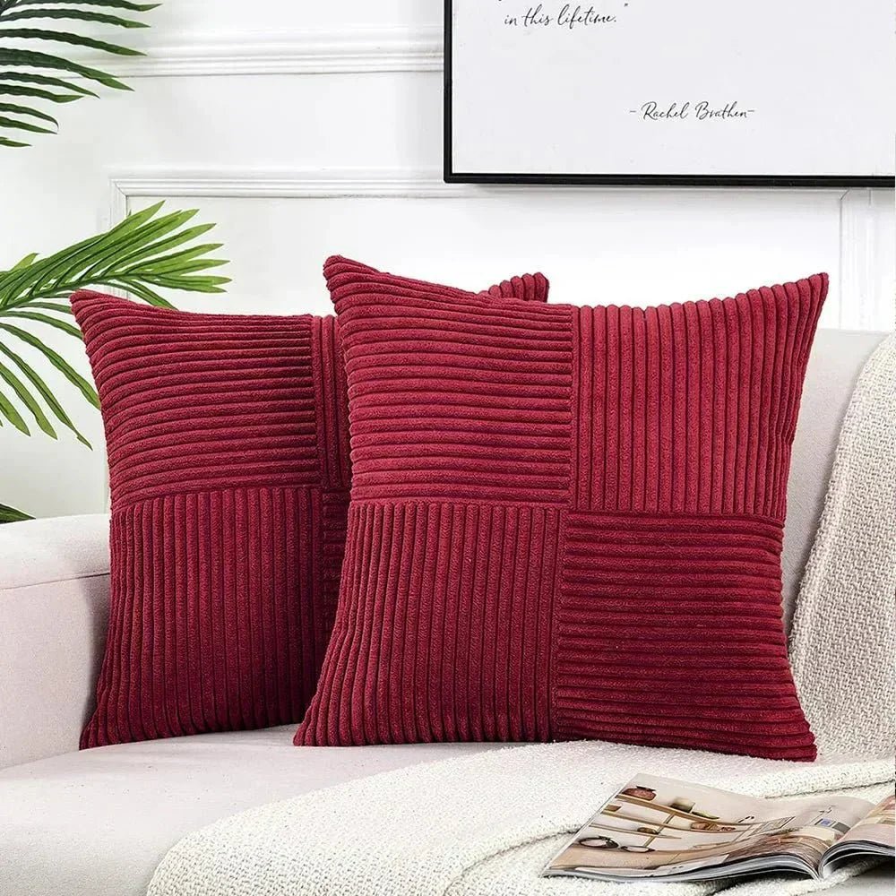 Olivine | Set de 2 Fundas de Cojín de Pana Suave - StilfulltHome decorRIBFLUWELE-ROOD4-W4HRRojo45 x 45 cmOlivine | Set de 2 Fundas de Cojín de Pana Suave